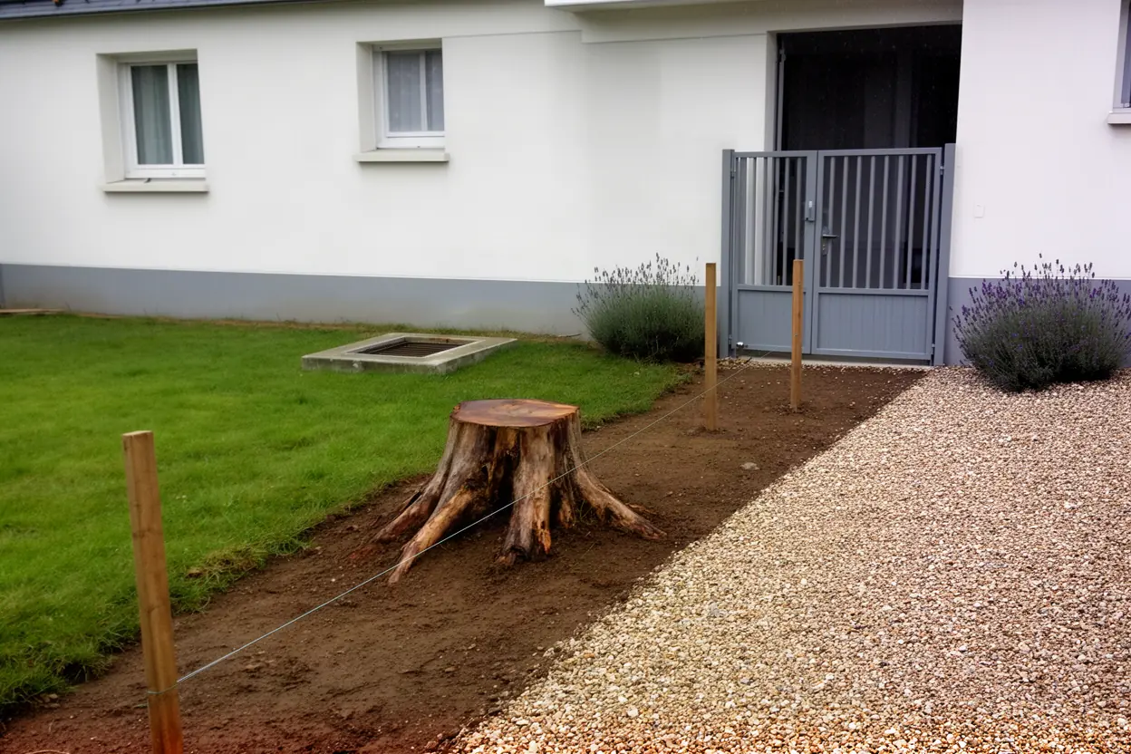 Souche sur tracé de clôture à Montoir-de-Bretagne